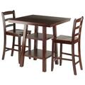 Winsome Trading 3 Piece Orlando High Table 2 Shelves with 2 Ladder Back Stools Set, Walnut 94312